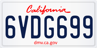 CA license plate 6VDG699