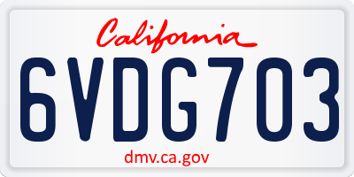 CA license plate 6VDG703