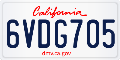 CA license plate 6VDG705