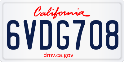 CA license plate 6VDG708