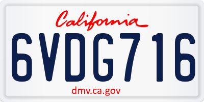 CA license plate 6VDG716