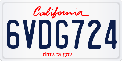 CA license plate 6VDG724