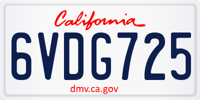 CA license plate 6VDG725