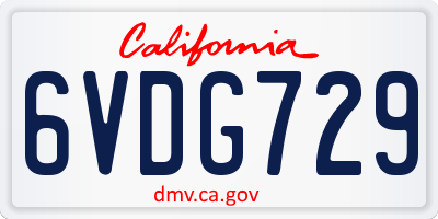 CA license plate 6VDG729
