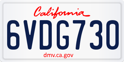 CA license plate 6VDG730
