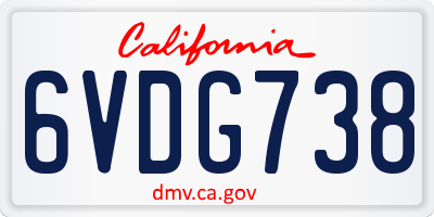 CA license plate 6VDG738