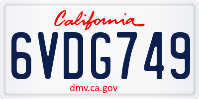 CA license plate 6VDG749