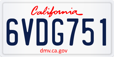 CA license plate 6VDG751