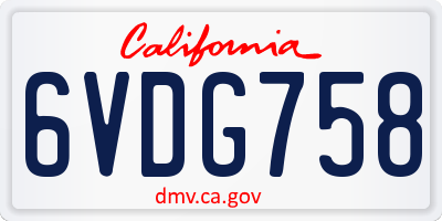 CA license plate 6VDG758