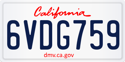 CA license plate 6VDG759