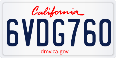 CA license plate 6VDG760