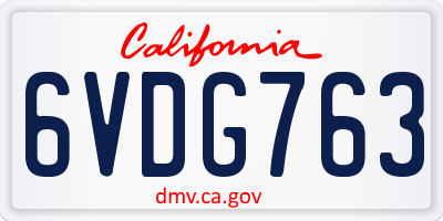 CA license plate 6VDG763
