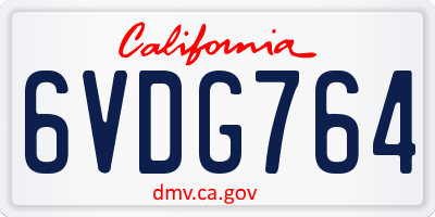 CA license plate 6VDG764