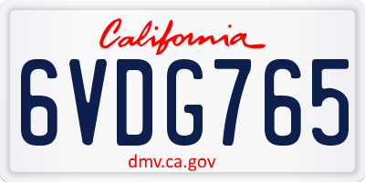 CA license plate 6VDG765