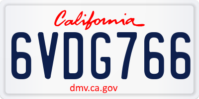 CA license plate 6VDG766
