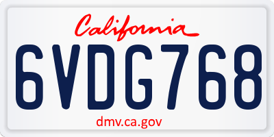 CA license plate 6VDG768