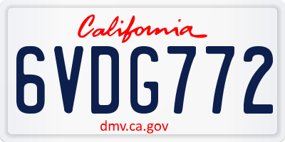 CA license plate 6VDG772
