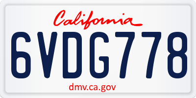 CA license plate 6VDG778