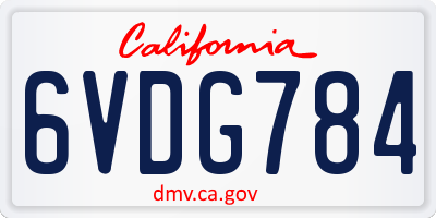 CA license plate 6VDG784