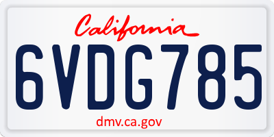 CA license plate 6VDG785