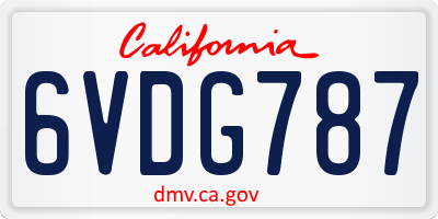 CA license plate 6VDG787