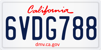 CA license plate 6VDG788