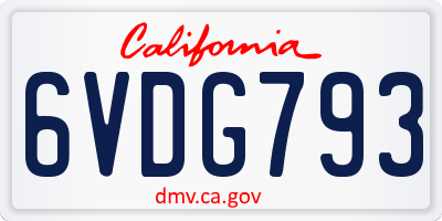 CA license plate 6VDG793