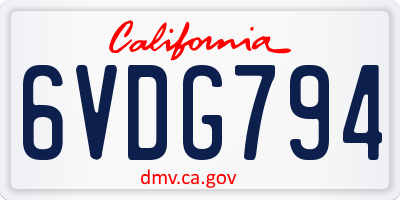 CA license plate 6VDG794