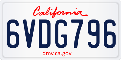 CA license plate 6VDG796