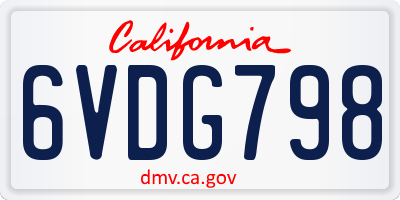 CA license plate 6VDG798