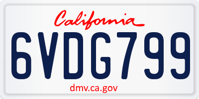 CA license plate 6VDG799