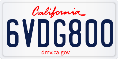 CA license plate 6VDG800