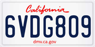 CA license plate 6VDG809