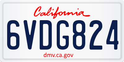 CA license plate 6VDG824