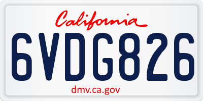 CA license plate 6VDG826