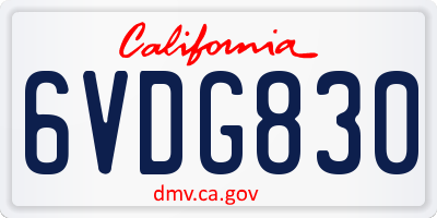 CA license plate 6VDG830