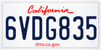 CA license plate 6VDG835