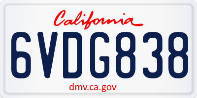CA license plate 6VDG838