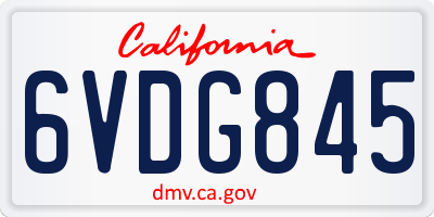 CA license plate 6VDG845