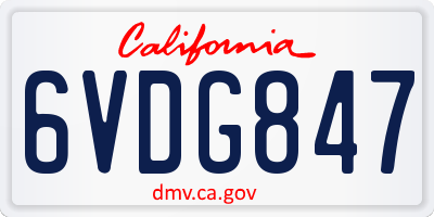 CA license plate 6VDG847