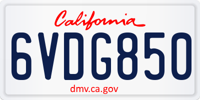 CA license plate 6VDG850