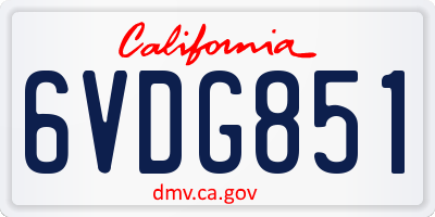 CA license plate 6VDG851