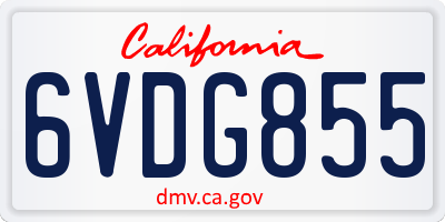 CA license plate 6VDG855