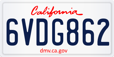 CA license plate 6VDG862