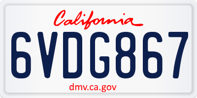 CA license plate 6VDG867