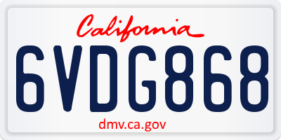 CA license plate 6VDG868