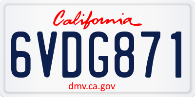 CA license plate 6VDG871