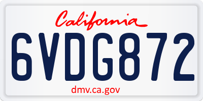 CA license plate 6VDG872