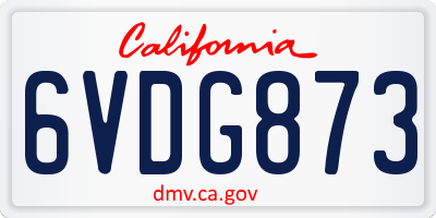CA license plate 6VDG873