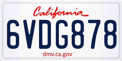 CA license plate 6VDG878